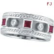 14K White Gold Antique Style Ruby & .06ct Diamond Ring