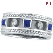 14K White Gold Antique Style Sapphire & .06ct Diamond Ring