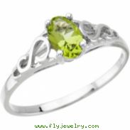 14K White Gold August Youth Mitation Birthstone Ring