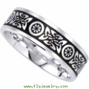 14K White Gold Bridal Duo 07.00mm Comfort Fit Enameled Band