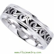 14K White Gold Bridal Duo Comfort Fit Enameled Band