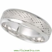 14K White Gold Bridal Duo Hand Woven Comfort Fit Band