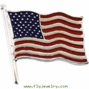 14K White Gold Color American Flag Lapel Pin