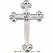 14K White Gold Cross Lapel Pin With Diamond