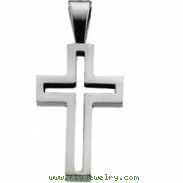 14K White Gold Cross Pendant