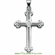 14K White Gold Cross Pendant