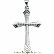 14K White Gold Cross Pendant