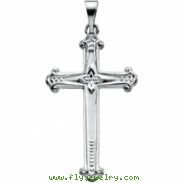 14K White Gold Cross Pendant