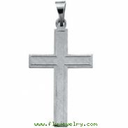 14K White Gold Cross Pendant