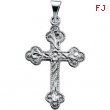 14K White Gold Cross Pendant