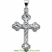 14K White Gold Cross Pendant