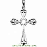 14K White Gold Cross Pendant