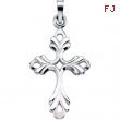 14K White Gold Cross Pendant With Design