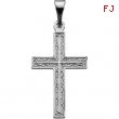 14K White Gold Cross Pendant With Design