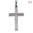 14K White Gold Cross Pendant With Design