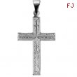 14K White Gold Cross Pendant With Design