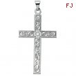 14K White Gold Cross Pendant With Design