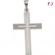 14K White Gold Cross Pendant With Design