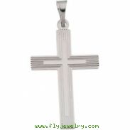 14K White Gold Cross Pendant With Design