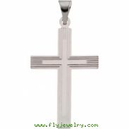 14K White Gold Cross Pendant With Design