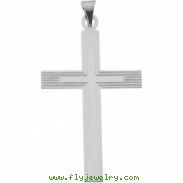 14K White Gold Cross Pendant With Design