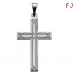 14K White Gold Cross Pendant With Design