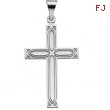 14K White Gold Cross Pendant With Design