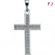 14K White Gold Cross Pendant With Design