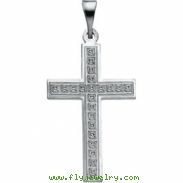 14K White Gold Cross Pendant With Design