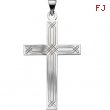 14K White Gold Cross Pendant With Design