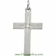 14K White Gold Cross Pendant With Diamond