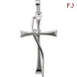 14K White Gold Cross Pendant With Diamond