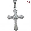 14K White Gold Cross Pendant With Diamond