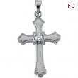 14K White Gold Cross Pendant With Diamond