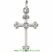 14K White Gold Cross Pendant With Diamond