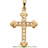 14K White Gold Cross Pendant With Diamond