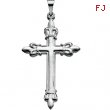 14K White Gold Cross Pendant With Fleur De Lis Design