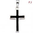 14K White Gold Cross With Black Epoxy