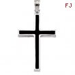 14K White Gold Cross With Black Epoxy