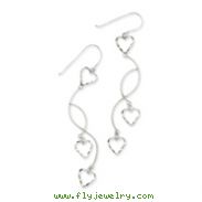 14K White Gold Curved Bars & Heart Earrings