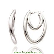 14K White Gold Curved Double Hoop Earrings