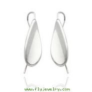 14K White Gold Curved Tear Drop Wire Earrings