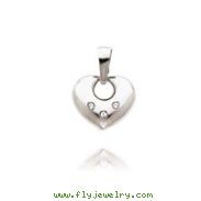 14K White Gold CZ Open Heart Pendant