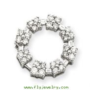 14K White Gold Diamond Circle Pendant