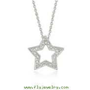 14K White Gold Diamond Covered Open Star Necklace