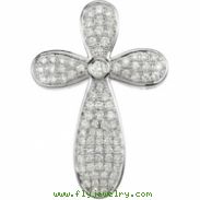 14K White Gold Diamond Cross