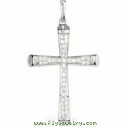 14K White Gold Diamond Cross