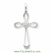 14K White Gold Diamond Cross Pendant