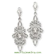 14K White Gold Diamond-cut Filigree Dangle Earrings