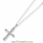 14k White Gold Diamond Fascination 18in Cross Necklace